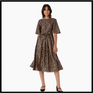 Kate Spade Black and Brown leopard print Midi Dress